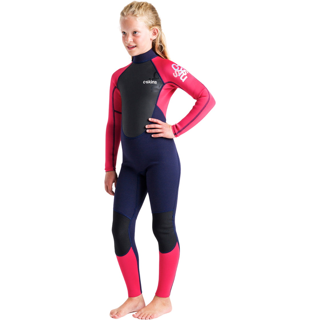 2026 C-Skins Junior Element 3/2mm Back Zip VÃ¥ddragt C-EL32STJ - Slate / Coral / Multi